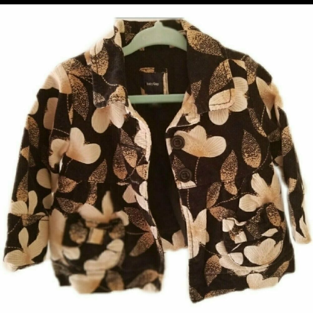 Creamy floral button up dressy collared  coat